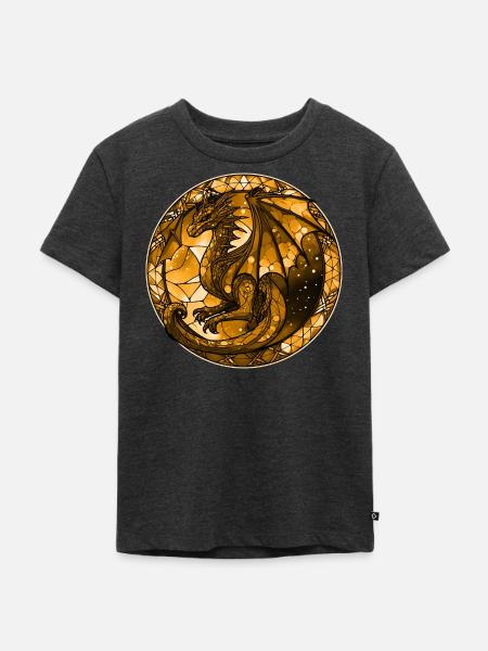 Gold Dragon - Kinder Premium Bio T-Shirt - Anthrazit meliert