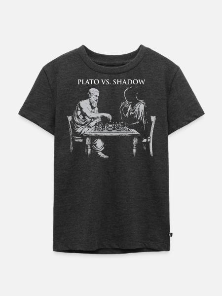 Platon spielt Schach gegen Shadow - Kinder Premium Bio T-Shirt - Anthrazit meliert