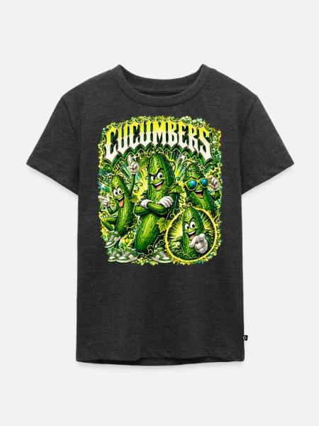 Gurke - Kinder Premium Bio T-Shirt - Anthrazit meliert