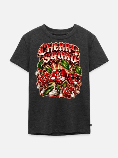 Kirsche - Kinder Premium Bio T-Shirt - Anthrazit meliert