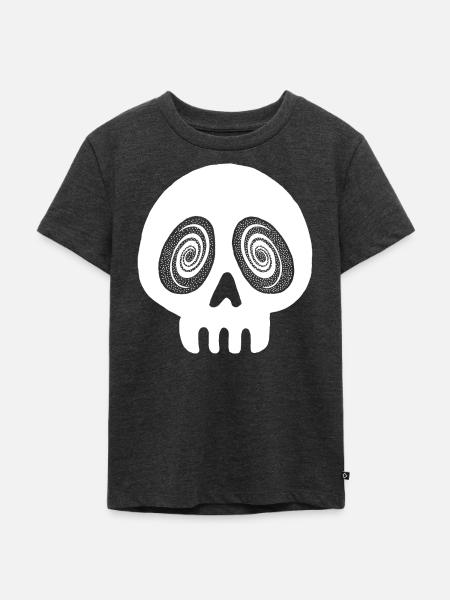 Schädel und Galaxie - Kinder Premium Bio T-Shirt - Anthrazit meliert