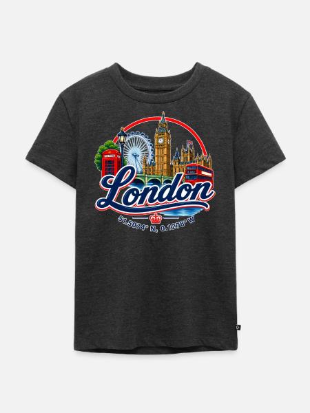 London - Great Britain - GB - Kinder Premium Bio T-Shirt - Anthrazit meliert