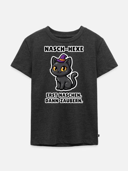 Nasch-Hexe – Lustige Halloween Hexengruppe - Kinder Premium Bio T-Shirt - Anthrazit meliert