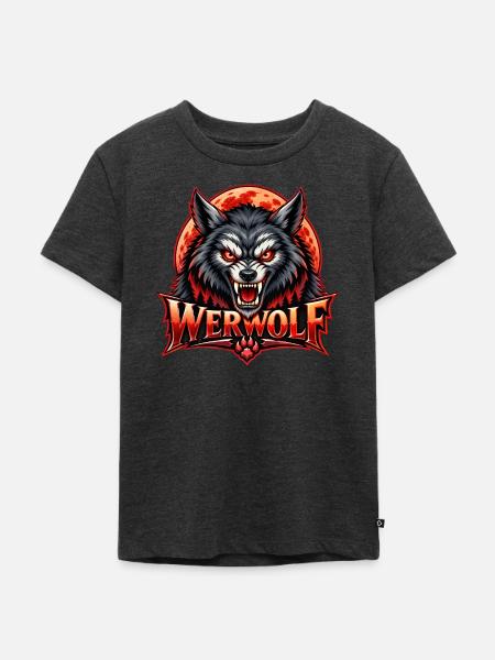 Blutmond Werwolf Emblem - Kinder Premium Bio T-Shirt - Anthrazit meliert