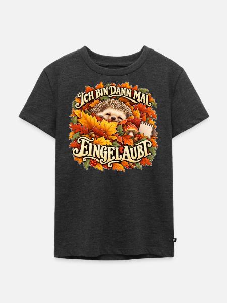 Igel im Laub - Kinder Premium Bio T-Shirt - Anthrazit meliert