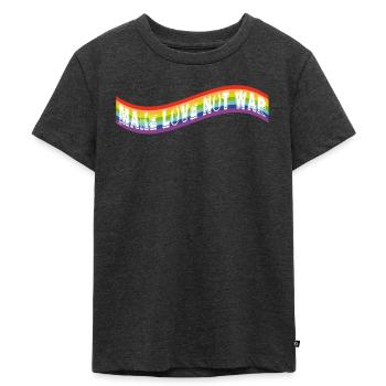 make love not war | Rainbow flag - Kinder Premium Bio T-Shirt - Anthrazit meliert - Vorne - Mikhail (115cm)