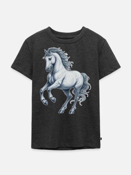 Pferd - Kinder Premium Bio T-Shirt - Anthrazit meliert