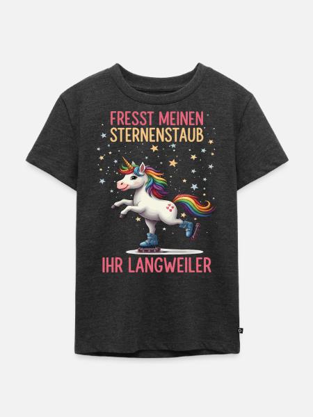 Rollschuh Einhorn - Kinder Premium Bio T-Shirt - Anthrazit meliert
