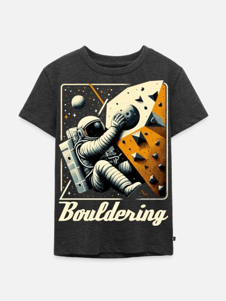 Bouldern Astronaut Raumfahrer Geschenk - Kinder Premium Bio T-Shirt - Anthrazit meliert