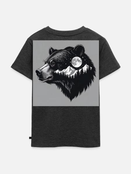 Grizzly Wildnis - Kinder Premium Bio T-Shirt - Anthrazit meliert