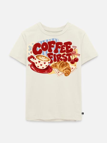 Coffee First Retro Breakfast - Kinder Premium Bio T-Shirt - Naturweiß