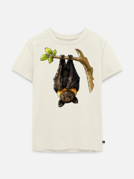 Nachtfledermaus am Ast - Kinder Premium Bio T-Shirt - Naturweiß