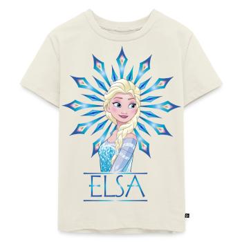Frozen Elsa Mit Eiskristallen Und Schriftzug - Kinder Premium Bio T-Shirt - Naturweiß - Vorne - AI Model Kid Male (0cm)