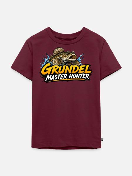 Grundel Master Hunter Angler - Kinder Premium Bio T-Shirt - Burgunderrot