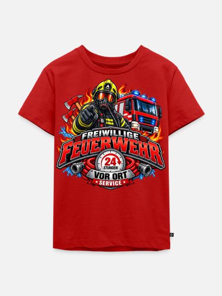 Vor Ort Feuerwehr - Kinder Premium Bio T-Shirt - Rot