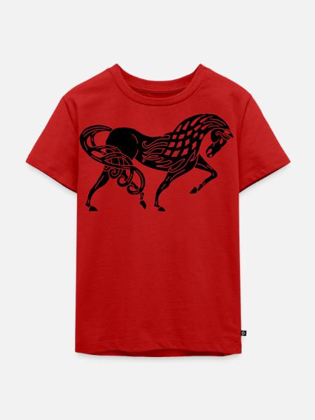 Celtic Horse (Schwarz) - Kinder Premium Bio T-Shirt - Rot