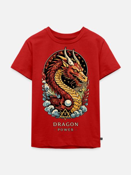 DRACHENTOTEM-KRAFT - Kinder Premium Bio T-Shirt - Rot