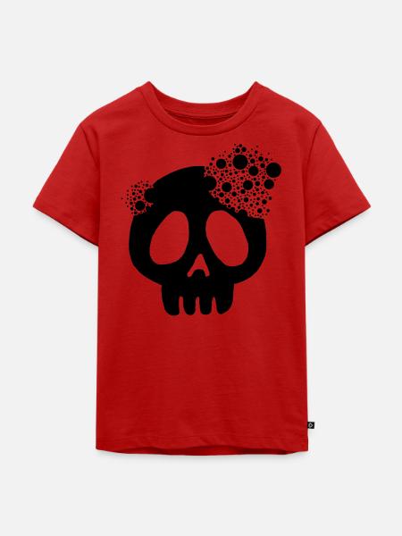 Schwarzer Schädel und Auflösung - Kinder Premium Bio T-Shirt - Rot