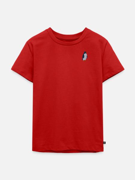 Pinguin bestickt - Kinder Premium Bio T-Shirt - Rot