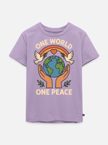 Eine Welt, Ein Frieden - Kinder Premium Bio T-Shirt - Lavendel