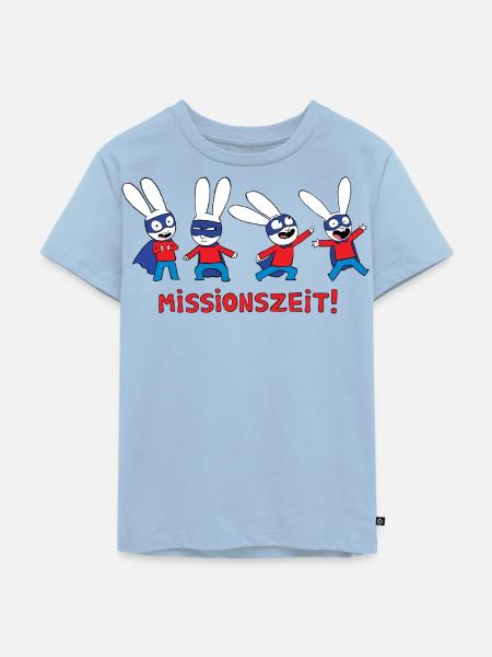 Simon Superhase Missionszeit  - Kinder Premium Bio T-Shirt - Hellblau