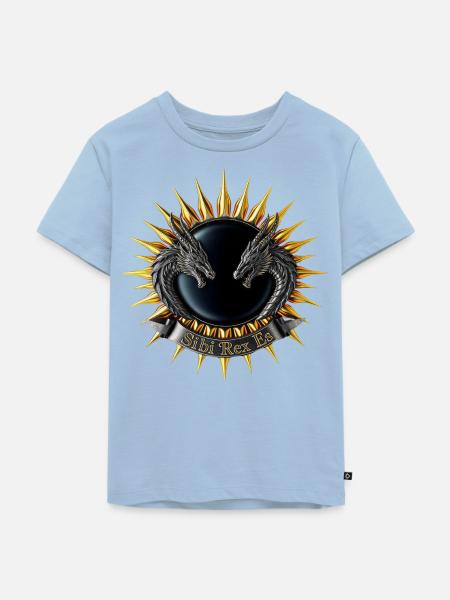 Sibi-Rex-es-Dragon-Crest - Kinder Premium Bio T-Shirt - Hellblau