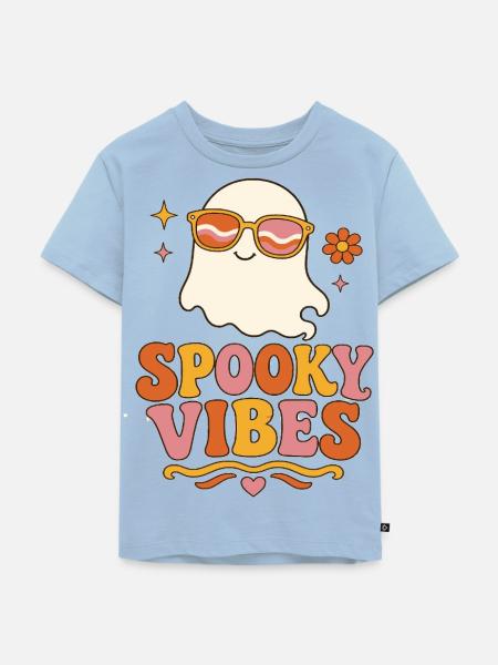 Spooky Vibes Ghost Retro - Kinder Premium Bio T-Shirt - Hellblau