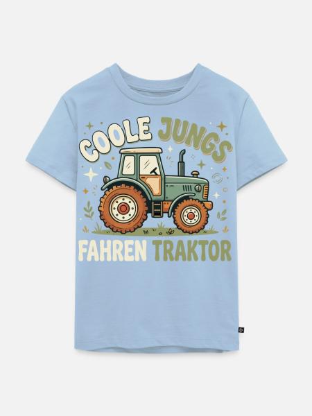 Coole Jungs fahren Traktor - Kinder Premium Bio T-Shirt - Hellblau