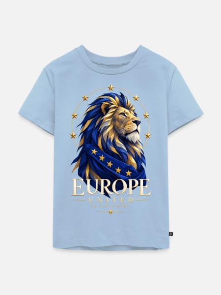 Löwe der EU in Blau-Gold - Kinder Premium Bio T-Shirt - Hellblau