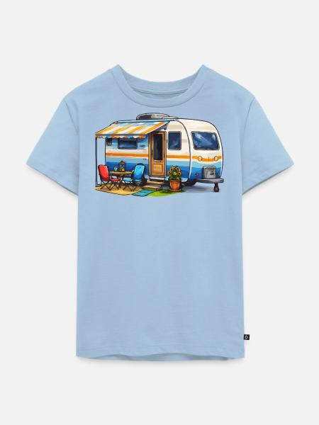 Wohnwagen Camper - Kinder Premium Bio T-Shirt - Hellblau