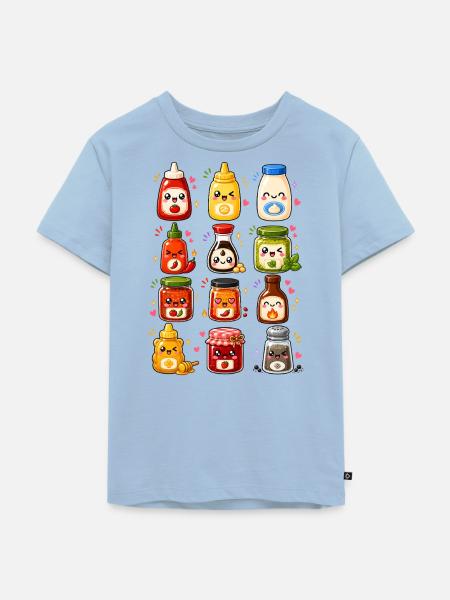 Kawaii Saucen | Würzen & Kochen - Kinder Premium Bio T-Shirt - Hellblau