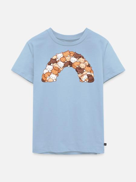 Schlafender Katzenbogen - Kinder Premium Bio T-Shirt - Hellblau