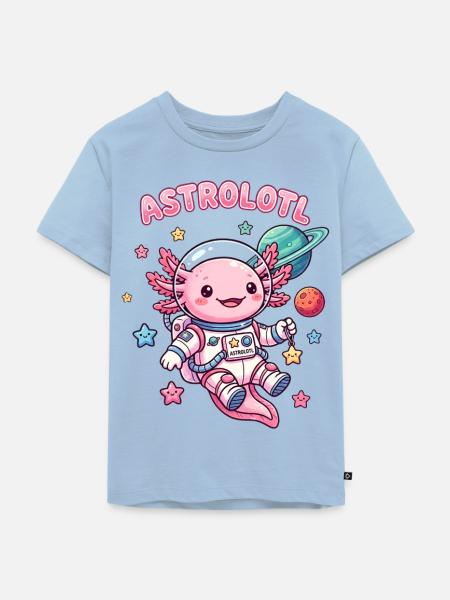 Astrolotl – süßes Axolotl im Weltall - Kinder Premium Bio T-Shirt - Hellblau