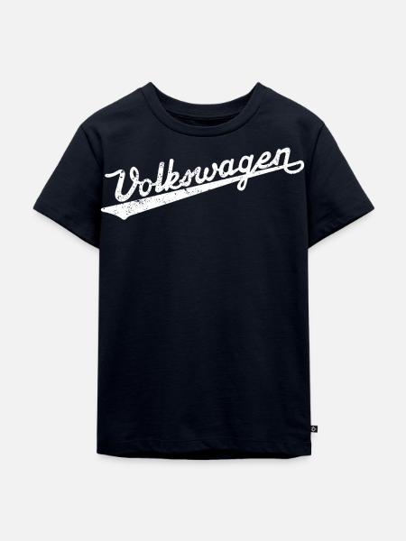 Volkswagen VW Logoschriftzug Retro Weiß - Kinder Premium Bio T-Shirt - Navy