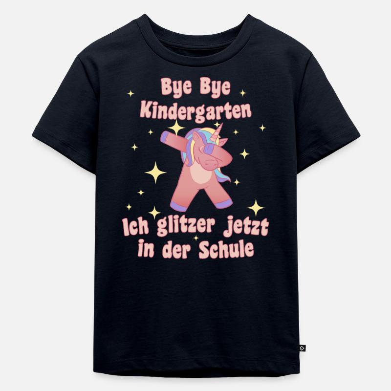 Bye bye Kindergarten Schulstart 2024 Einhorn Dab - Kinder Premium Bio T-Shirt - Navy