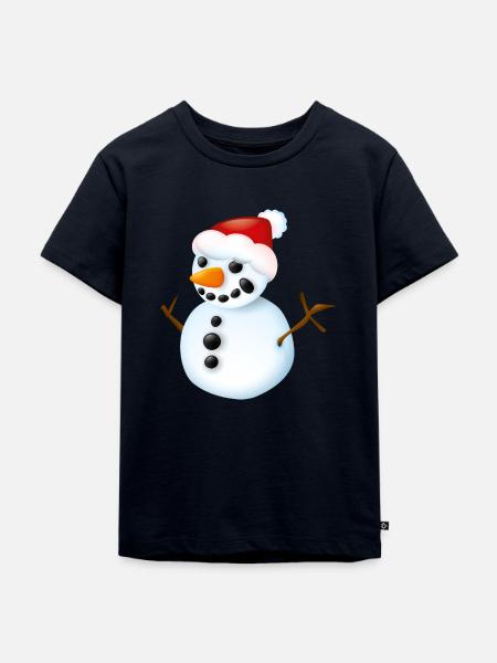 Smiley Snowman - Kinder Premium Bio T-Shirt - Navy