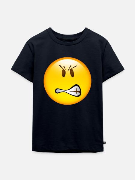 Smiley Glossy Angry - Kinder Premium Bio T-Shirt - Navy
