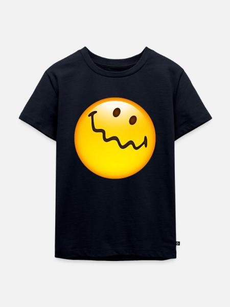 Smiley Glossy Uncertain - Kinder Premium Bio T-Shirt - Navy
