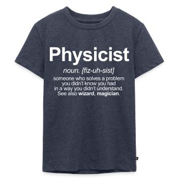 Physiker - Kinder Premium Bio T-Shirt - Jeansblau  - Vorne - Mikhail (115cm)