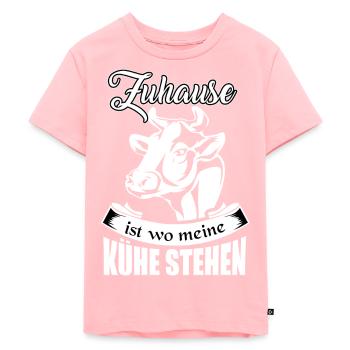 Landwirt, Zuhause ist wo meine Kühe stehen, Kuh - Kinder Premium Bio T-Shirt - Rosa - Vorne - AI Model Kid Female (0cm)