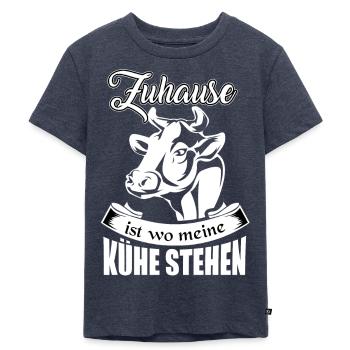Landwirt, Zuhause ist wo meine Kühe stehen, Kuh - Kinder Premium Bio T-Shirt - Jeansblau  - Vorne - Mikhail (115cm)