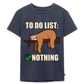 Sloth To Do List Nothing English - Kids Premium Organic T-Shirt - heather denim - Front - Mikhail (115cm)