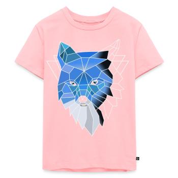 Blauer Polygon Wolf - Kinder Premium Bio T-Shirt - Rosa - Vorne - AI Model Kid Female (0cm)