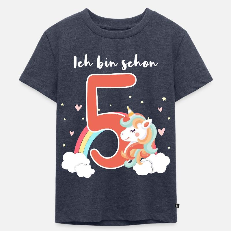 5 Jahre alt 5. Geburtstag Geschenk Mädchen - Kinder Premium Bio T-Shirt - Jeansblau