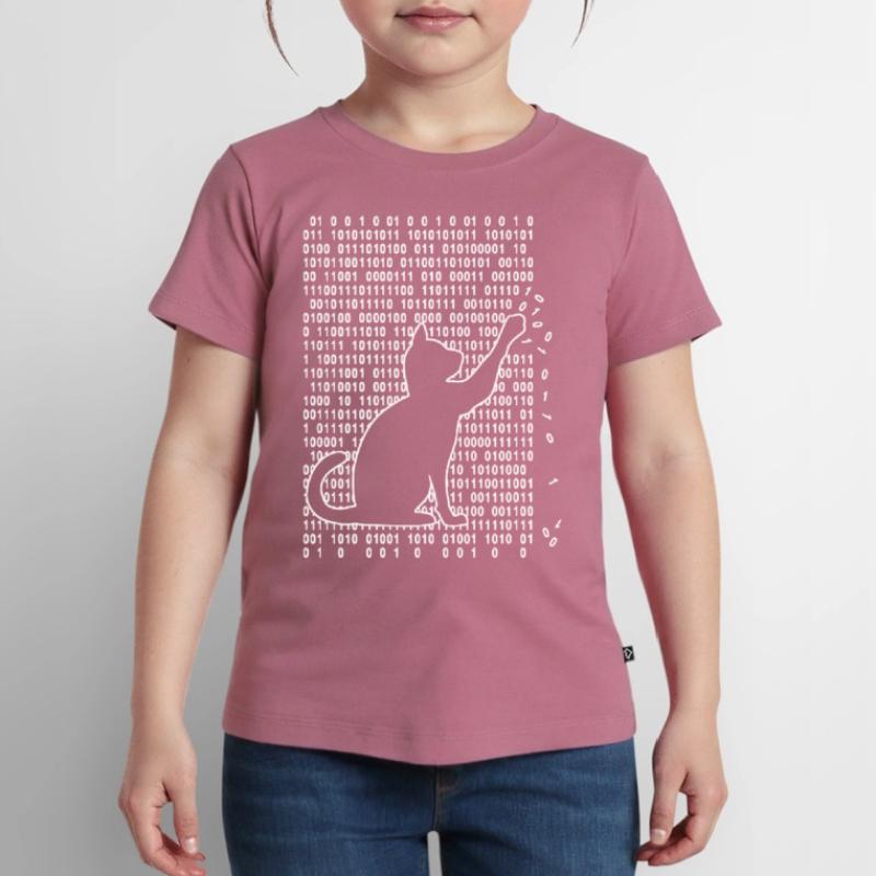 Cat in the system Cat plays with binary code Kids Premium Organic T-Shirt