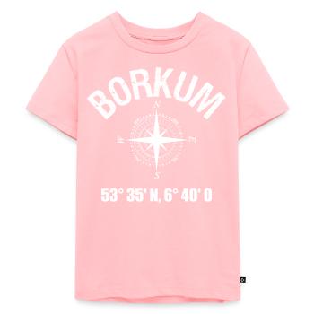Borkum coordinates Baltic Sea island vacation - Kids Premium Organic T-Shirt - rose - Front - AI Model Kid Female (0cm)