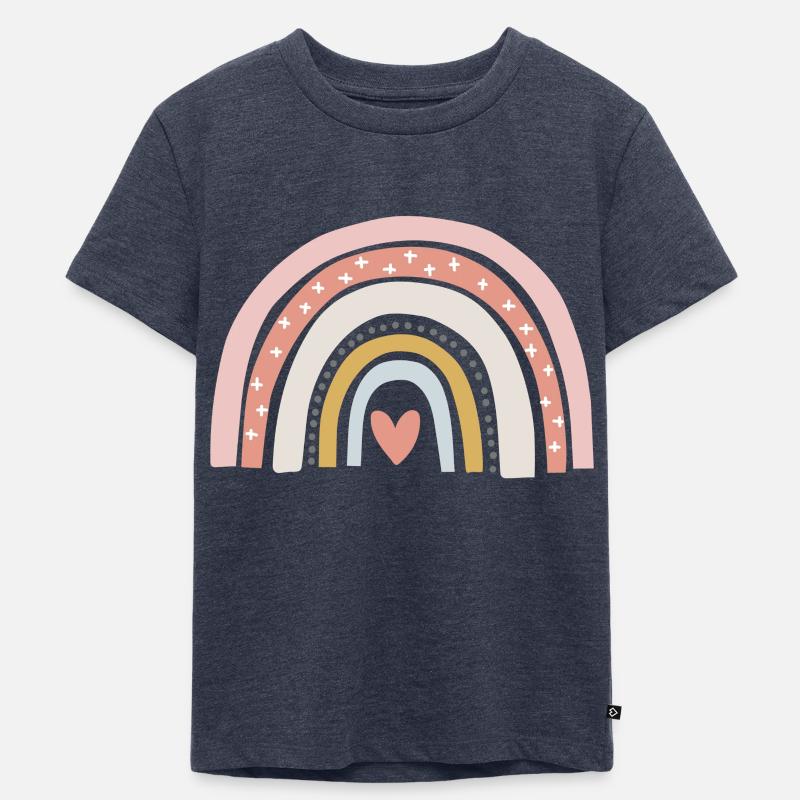 Regenbogen Herz - Kinder Premium Bio T-Shirt - Jeansblau 