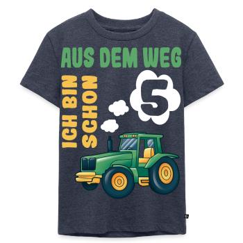 5 Jahre Kinder Geburtstag Traktor Trecker Geschenk - Kinder Premium Bio T-Shirt - Jeansblau  - Vorne - Mikhail (115cm)