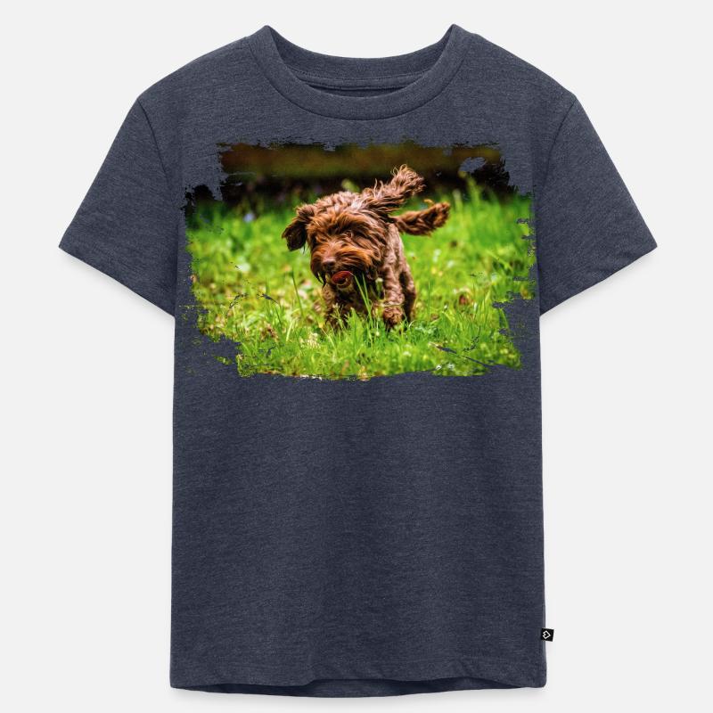 Schokoladen-Cockapoo-Hundefoto - Kinder Premium Bio T-Shirt - Jeansblau 