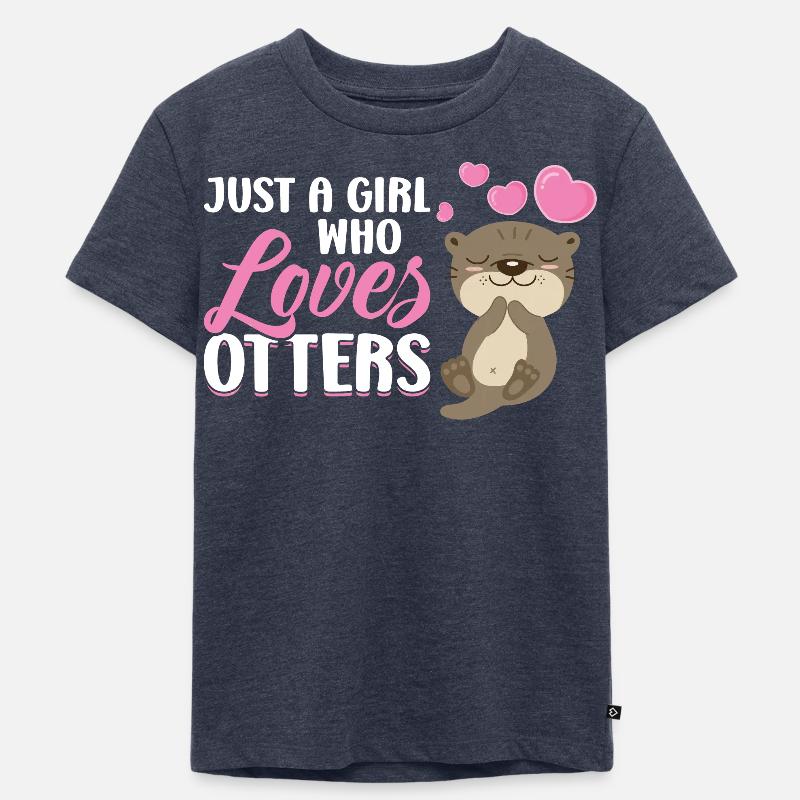 Nur Ein Mädchen, Das Otter Liebt - Kinder Premium Bio T-Shirt - Jeansblau